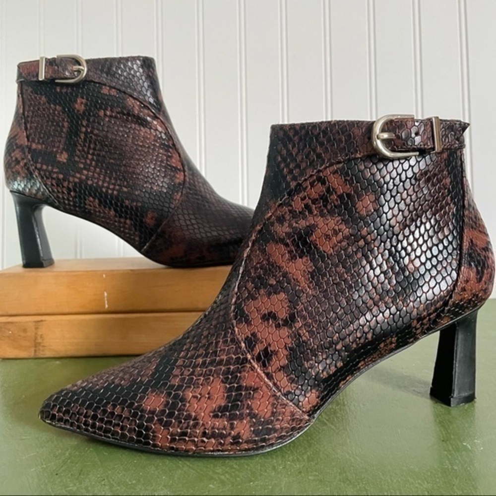 Joie Reptile Print Leather Ankle Boots